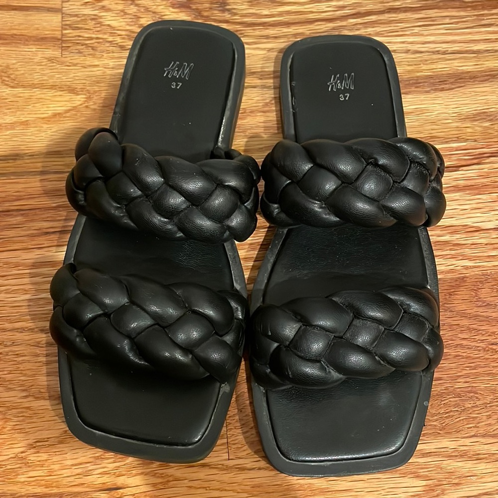 H&M black leather sandals